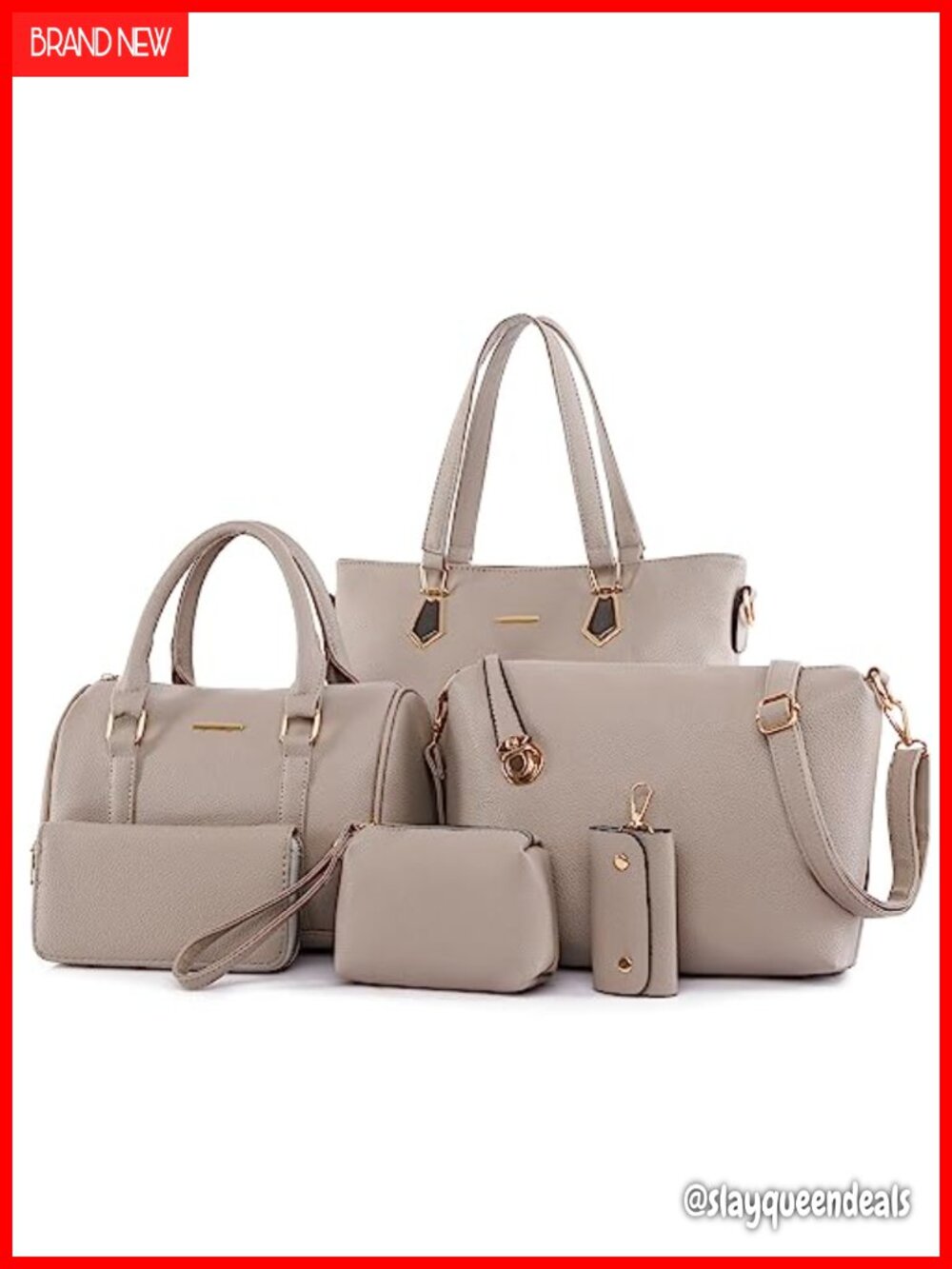 Women's 6-Piece Purse Set Faux Leather Tote Crossbody Satchel Clutch Hobo